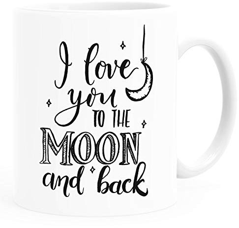 SpecialMe® Geschenk-Tasse Spruch I love you to the moon and back Partner Freund Freundin Liebe weiß Keramik-Tasse