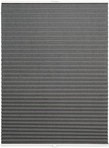 ondeco Plissee auf Maß Crushed-Optik für alle Fenster innen, Montage in Glasleiste mit Spannschuh, Sonnenschutz-Rollo lichtschutz und Blickdicht Grau B: 30-40 cm, H: 101-150 cm