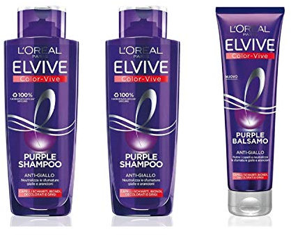 L'Oréal Paris Color Vive Purple Shampoo Anti-Giallo per Capelli Schiariti, Biondi, Decolorati e Grigi, 2 x 200 ml + Balsamo per Capelli Schiariti, Biondi, Decolorati e Grigi, 1 x 150 ml