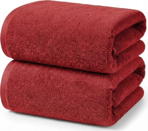 Ruggeri Set 2 Pezzi Teli Doccia e Bagno 70x140 cm in Morbido Cotone, Rosso | Set 2 Teli Doccia e Bagno 70x140 cm, 500 g/m, 100% Puro Cotone Extra Morbido, Lavabile in Lavatrice