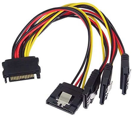 PremiumCord Power Splitter SATA su Disco Rigido, Alimentatore di Rete 4X SATA per Dischi rigidi, SSD, registratore CD/Dvd