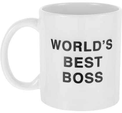 DOITOOL Tazza Da Caffè World's Best Boss ：divertente Tazza Arte in Ceramica, 350 Ml, Motivo: Dunder Mifflin Boss Water Cup Personality Office Coffee Cup Office Divertente Mug (Bianco)
