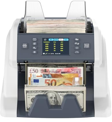 RIBAO BC-40 geldzählmaschine scheine，UV/MG/IR/CIS-Fälschungserkennung, WERTZÄHLUNG USD/EUR/GBP/CHF Banknotenzähler, 2 Jahre Garantie