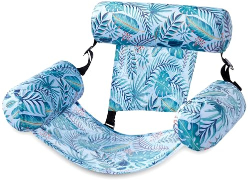 SLOOSH Pool Floats Chairs Adult,Inflatable Pool Lounge,Plant Pattern Floating Mat Hammock,Blow up Water Chairs Noodles rafts for Party Summer Water Beach Fun,Tropical Leaves