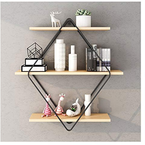 Bücherregal Raumteiler 3-Lagen-schwimmendes Bücherregal, Metallschmiedeeisen Wand Lagergestell, Runder Schlafzimmer Wohnzimmeranzeige Rack Regal (schwarz) Büroregal Aktenregal Ordnerregal