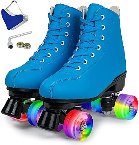 JianJud Damen Rollschuhe - Glänzende Rollschuhe Für Erwachsene Damen Herren, PU Leder Rollschuhe Für Outdoor/Indoor Mit Schuhtasche Und Werkzeug B,38