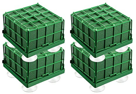 Colcolo 4 Pack Square Floral Foam Cage Flower Holder, Floral Foam for Fresh Flowers Cage Bowl for Table Centerpiece Floral Arrangement (4.3 x 4..5 Inch)