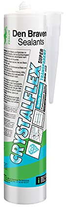 DEN BRAVEN Crystalflex - Cartouche de 300ml | Mastic Silicone - Etanchéité Bain et Cuisine - Joint Sanitaire - Facile à Lisser - Totalement Transparent