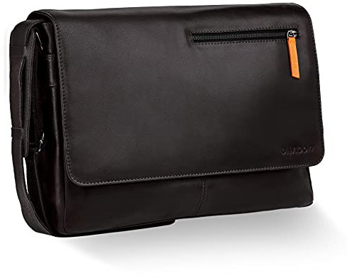 DAVIDOFF ESSENTIALS Herren Umhängetasche Schwarz – hochwertige Schultertasche aus feinem Leder – moderne Messenger Bag mit Magnetverschluss
