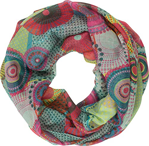 fashionchimp Damen-Loop mit Kreis-Muster, Psychedelic-Print, Schlauchschal, Sommer-Schal für Damen