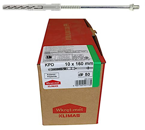 KPD Rahmendübel 10x160mm mit Schraube 7x165mm (Gewindekopf M8) Fallrohrhalter Schraubrohrschelle (50 Stück)