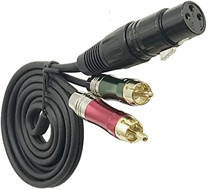 LiKuCo Unbalanced XLR Female to Dual RCA Y Splitter Breakout Cable, 1 XLR Female to 2 RCA Male Y Breakout Cable Adapter Cord (1RCA F to 2RCA M 3.3FT)