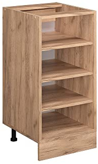 Vicco Küchenregal R-Line, Goldkraft Eiche, 40 cm | Offener Stauraum · Ohne Arbeitsplatte · Höhenverstellbare Füße · 3 Einlegeböden · ✓ Alles griffbereit