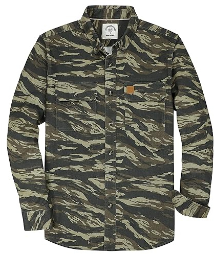Dubinik® jeansskjorta för män, långärmad jeansskjorta för män, normal passform, fritidsskjorta för män, normal passform, arbetsskjorta, Kamouflage, XL