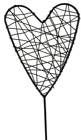 Netuno 1x Decorative Heart Metal Black 48 Cm Garden Stake Flower Stake Decorative Plug Figure Object Metal Decoration For Patio Balcony Flower Pot Home Decoration Garden Decoration Bed Stake