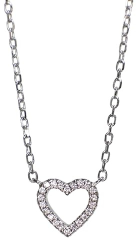 Herz-Kette 925 Sterling Silber, zirkonia Steine, (45cm) mit verstellbarem Verschluss und hochwertiger Geschenkverpackung/Das perfekte Geschenk