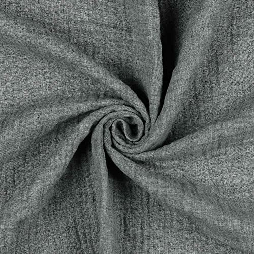 Musselin, Double Gauze Baumwollstoff Grau Melange, Meterware, 50 cm