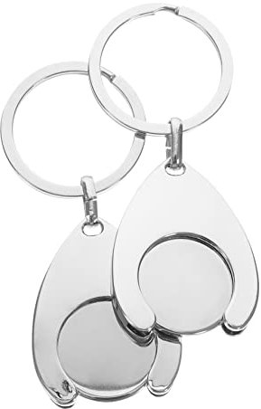SWOOMEY 2pcs Trolley Cart Token Metal Coins Metal Key Ring Car Key Ring Metal Silver Small Trolley Tokens Keyrings Trolley Accessory Tokens Key Buckle Key Ring Glossy Unlocker Shopping