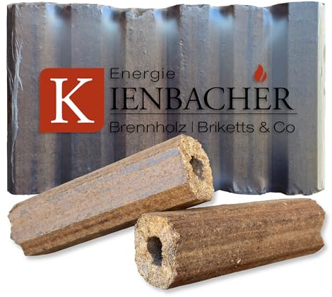 90kg PiniKay Holzbriketts Hartholz Briketts im Paket aus Buche- und Eiche Octagon Form Brenn Kamin Ofen Heiz Holz Grill Smoker Gluthalter Premium Brikett | Energie Kienbacher (90kg)