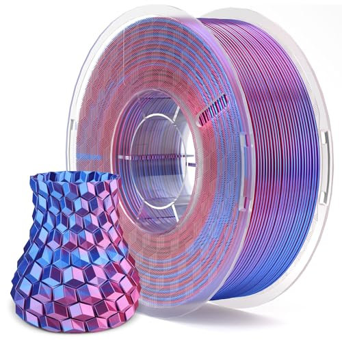 ELEGOO Silk PLA Filament 1.75mm Blau Lila 1kg, Glänzendes Mehrfarbig 3D-Druckerfilament PLA Mit Hoher Maßhaltigkeit, 1KG Spule Für Die Meisten 3D Drucker