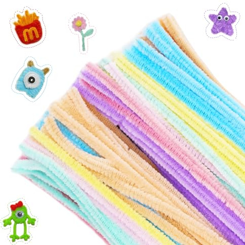 G2PLUS 200 Stück Pastell Pfeifenreiniger, 6mm x 30cm Chenilledraht Pfeifenputzer für Kinder Zum Basteln und Dekorieren