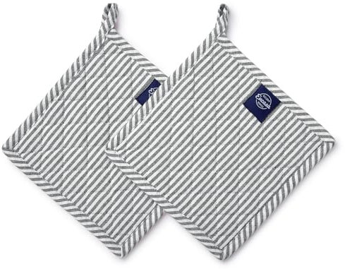 Encasa XO 21 cm Ofen-Mikrowellen-Topflappen (2er-Set) zum Kochen und Backen in der Küche - hitzebeständig, Schutz der Hände vor heißen Gerätschaften - Tickendes Schwarz