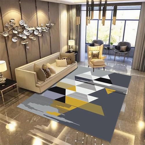 Anti rutsch Teppich Rutschfester Waschbarer Teppich Schwarz Grau Gelb Schlichtes Design,Kitchen mat Bedroom Decor,180x250cm
