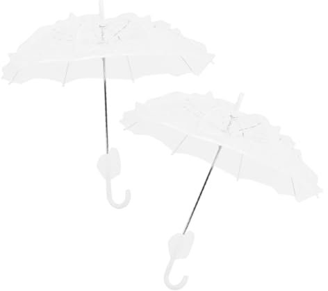 HOHXFYP 2 Stück Weißer Spitzenschirm, Kleiner Europäischer Sonnenschirm, 57,9 X 57,9 cm, Vintage Hochzeits Brautschirm, Dekorativer Regenschirm für Teeparty, Dekoration, Blumenmädchen