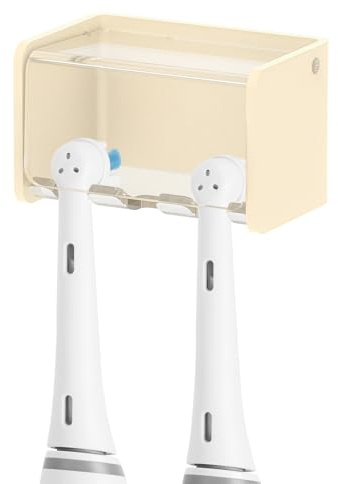 Linkidea Portaspazzolino elettrico, supporto per spazzolino da denti in acrilico, organizer a 3 scomparti, compatibile con Oral-B serie iO, Philips Sonicare ProtectiveClean (Giallo)