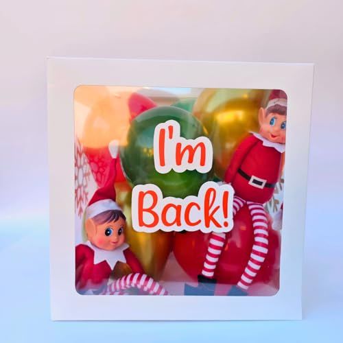 Christmas Elf Arrival Box Kit with Balloons and Cards - Elf is Back - Elf Decorations