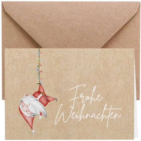 ZETTMANN® 20er Premium Weihnachtskarten mit Umschlag Set - 10 Weihnachtskarten und 10 Umschläge für Weihnachtskarte Klappkarten (Kraftpapier - Look)