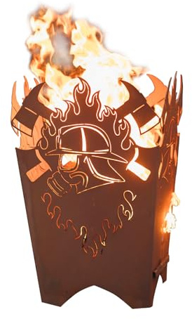 Feuerkorb Feuerwehr (Atemschutz) im Rost Design, Feuerschale, Feuerstelle für den Garten, Geschenkidee Feuerwehrmann