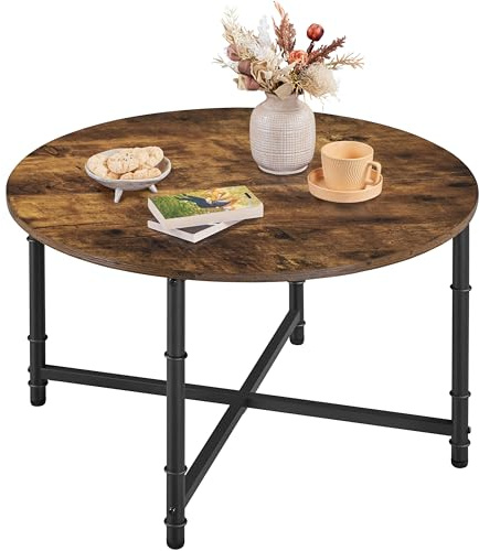 Yaheetech Round Coffee Table 80CM Rustic Brown