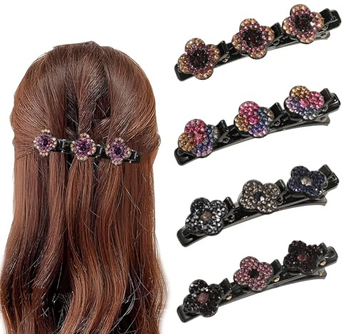 Cosswe 4er Pack Haarspangen mit funkelnden Kristallsteinen, Glamourös & Alltagstauglich für Damen