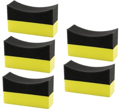Esponja de limpieza de neumáticos, 5 piezas de esponja de espuma curvada para limpiar las esquinas del coche, aplicador de brillo de neumáticos, para limpiar las esquinas del coche, aplicador de