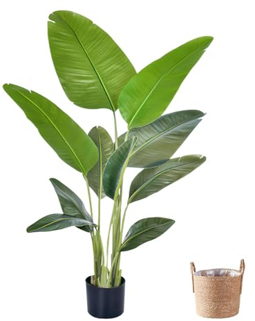KUKKUME Pianta Artificiale Grande 160 cm Piante Artificiali Uccello del Paradiso in Vaso Piante Finte Albero Artificiale Palma Artificiale Pianta da Interno Come il Vero per Decorazione Interna ed