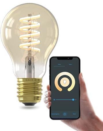 CALEX Smart LED Lampe, E27, A60, Gold Filament, warmweißes Licht, dimmbar, WLAN App- & Sprachsteuerung