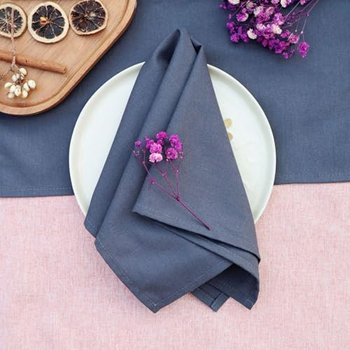 SYSUII 6 Stück Stoffservietten Baumwolle Servietten Stoff Tischservietten Größe 40 x 40 cm Servietten Tischdekoration für Party Hochzeit Geburtstag Restaurant Küche Esstisch-Dekoration-Schwarz grau