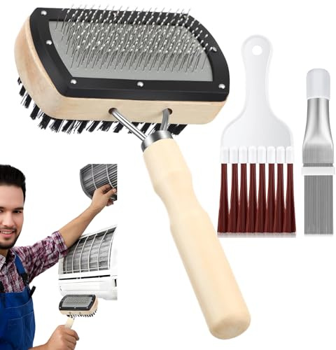 Limpiador de aire CA, limpiador de corriente , 3 piezas de limpieza de bobinas | Kit de limpieza de aire acondicionado, cepillo de corriente para condensador, ordenador, garantiza un