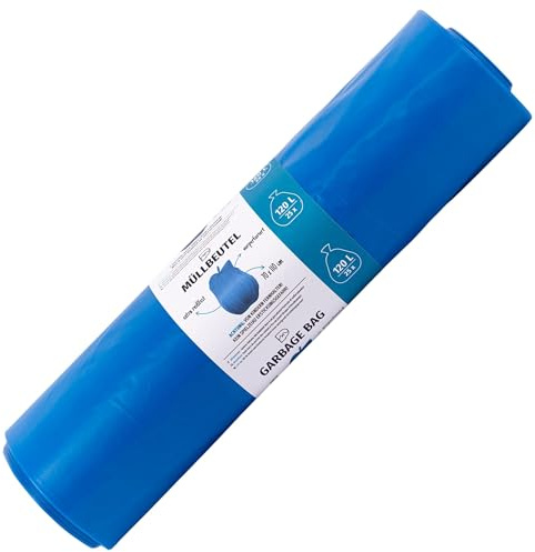 BLiX - Schwerlast Müllsäcke 120L | Extra stark 60µ für Baustellen & Gewerbe | Reißfest & robust | Farbcodierung zur Mülltrennung, Blau, 25 Stück (1er Pack), Kunststoff