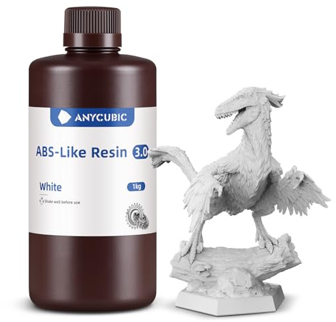 ANYCUBIC ABS-Like Resin 3.0 für Resin 3D Printer, Weiß, 1000g | 3D Drucker Resin mit Ausgezeichneter Härte und Zähigkeit, Hochpräzises, Geruchsarmes 405 nm UV-härtbares Harz