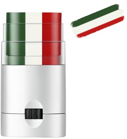 NHQZ 2 Stück Gesichtsschminke Oder Face Paint,Italien deko,3 Farben Flagge Gesichtsfarbe,Schminkstift, Fanartikel Italien Schminke, für Fußballpartys und Deko zur Europameisterschaft
