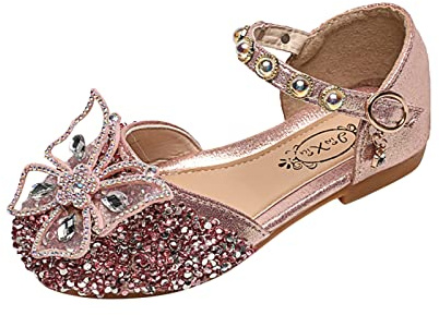 Raopuzi Bailarinas Niña Brillante Zapatos Princesa Niñas Purpurina de Lentejuelas Zapatillas Ballet Flats de Vestir con Mariposa Y Perla Sandalias Verano Regalo Infantil para Fiesta Cumpleaños Boda