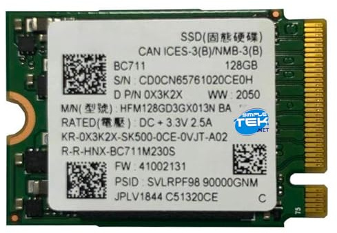 SIMPLETEK - SSD interno M.2 2230 128GB NVMe PCIe 3.0 x4 ad alte prestazioni con memoria 3D TLC ed HMB per laptop ultracompatti (Ricondizionato)