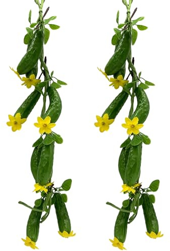 DHER Chili Dekoration Gemüse künstlicher Gemüse Zopf künstliches Gemüse Künstlicher Gemüsekranz für Zuhause, Küche, Garten, Innendekoration, realistische gefälschte Gemüsedekoration (Gurke)