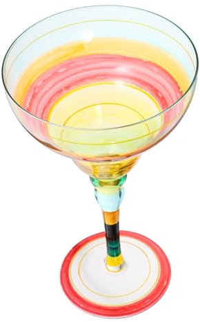 VALICLUD Copa de Margarita Pintada Vidrio Cristal para Cócteles Fiesta Celebraciones 1 Pieza