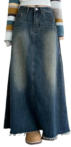Gyios Gonna Estiva Donna di Denim Femminile Vecchia Galza Tascabile in A Una Linea A-Line da Donna-Un-XXL
