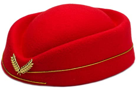 Stewardess Hut für Damen, Luftgastgeberinnen, Partyhüte, Kostüm, formelle Uniform, Kappen, Zubehör für Damen, rot, One size