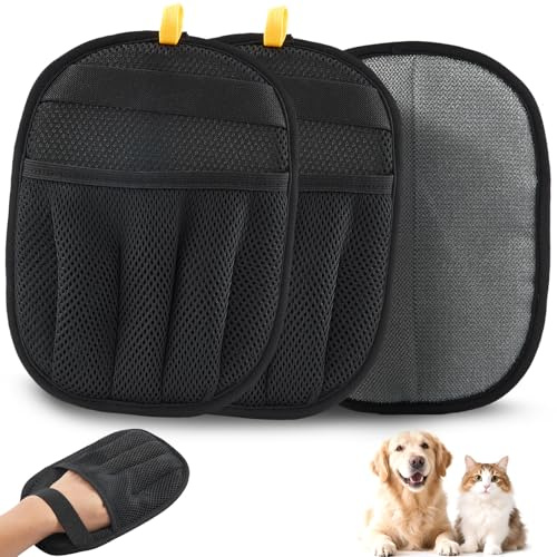 Pet Hair Remover Gloves, 2 Pack Upgraded Five-Finger Electrostatic Reusable Cats & Dogs Pet Grooming Hair Removal Glove for Laundry, Couch, Carpet, Car Seat, Furniture, Carpet, Curtain