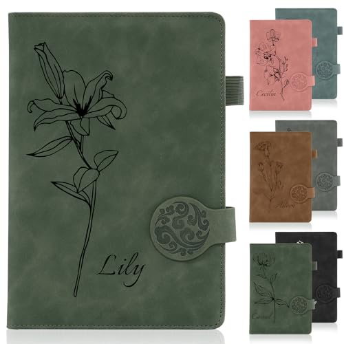 ENOMY A5 Personalisiertes Notizbuch Leather Personalisiert Tagebuch Gebundene Ausgabe Notizheft oder Männer Frauen liniert 240 Seiten Arbeit Business Hochschule Grün